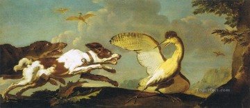 150の主題の芸術作品 Painting - 狩猟犬から鳥へ